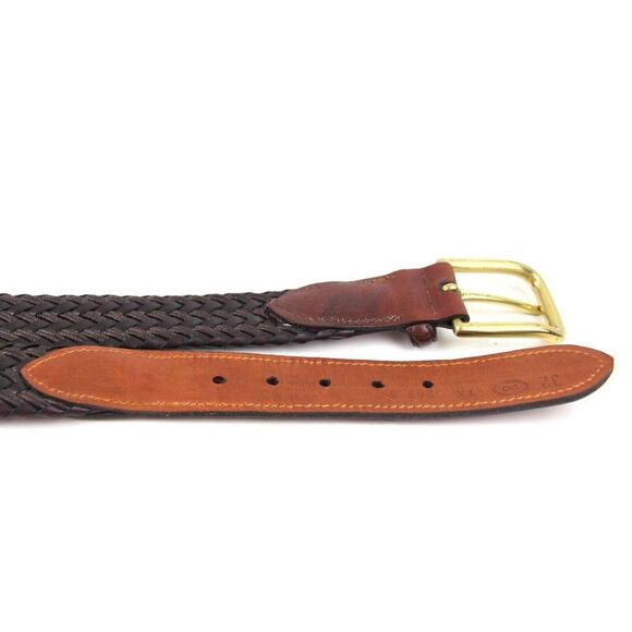 Trafalgar BROWN GENUINE LEATHER 1.25"Wd WOVEN DRESS CASUAL MEN'S BELT Sz 32 (B81 - Picture 10 of 10